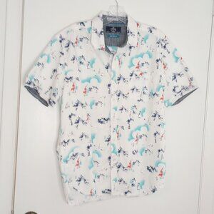 MBX Premium Goods Men's Button Front Hawaiian Beachy Summer Shirt
